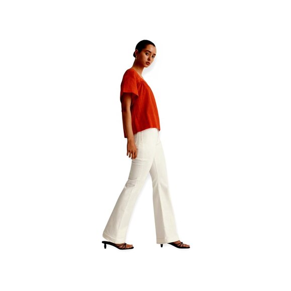 Madewell **Windowpane Square Neck** Top Medium **Cotton Blend** - Picture 4 of 13